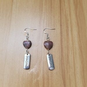 Rhodonite Heart Dangle Earrings